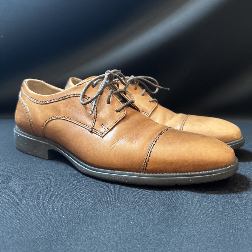 Johnston & Murphy Waterproof Cap Toe Oxford Dress Shoes Cognac Leather Men's 10M